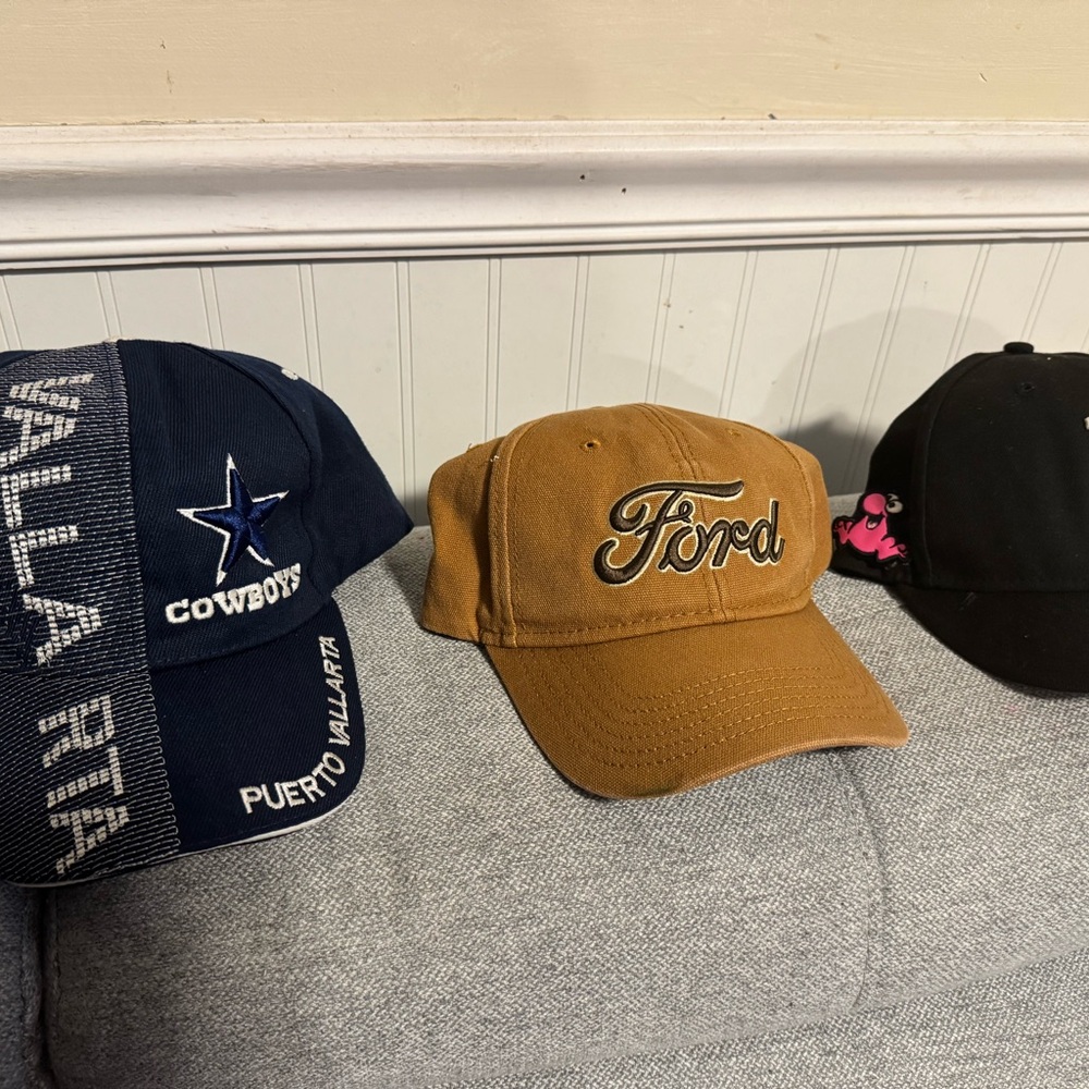 Dallas Cowboys “Puerto Vallarta” hat, Embroidered Logo Ford hat, and LA Dodgers
